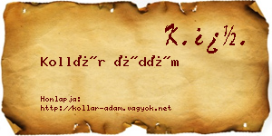 Kollár Ádám névjegykártya