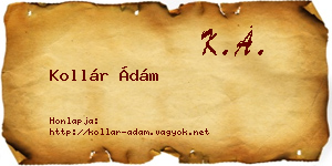 Kollár Ádám névjegykártya